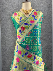 Pure Soft Silk Bandhani Patola Fusion Paithani Saree