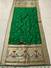 Dupatta - Pure Zari Traditional Peacock Motifs Paithani Dupatta