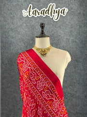 Premium Pure Gaji Silk Bandhani Dupatta