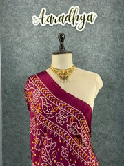 Premium Pure Gaji Silk Bandhani Dupatta