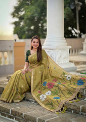 Premium Soft Muga Cotton Rich Flowery Pallu Saree