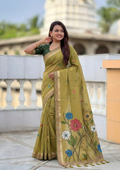 Premium Soft Muga Cotton Rich Flowery Pallu Saree