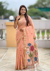 Premium Soft Muga Cotton Rich Flowery Pallu Saree