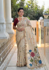 Premium Soft Muga Cotton Rich Flowery Pallu Saree