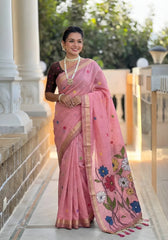 Premium Soft Muga Cotton Rich Flowery Pallu Saree