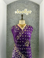 Gaji Silk Original Bandhani Gota Pati Hand Work Saree