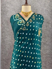 Gaji Silk Original Bandhani Gota Pati Hand Work Saree