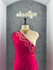 Gaji Silk Original Bandhani Gota Pati Hand Work Saree