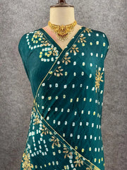 Gaji Silk Original Bandhani Gota Pati Hand Work Saree