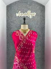 Gaji Silk Original Bandhani Gota Pati Hand Work Saree
