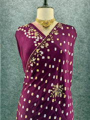 Gaji Silk Original Bandhani Gota Pati Hand Work Saree