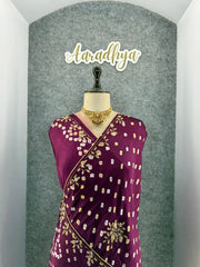 Gaji Silk Original Bandhani Gota Pati Hand Work Saree