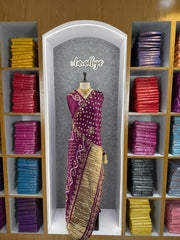 Gaji Silk Original Bandhani Gota Pati Hand Work Saree