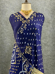 Gaji Silk Original Bandhani Gota Pati Hand Work Saree