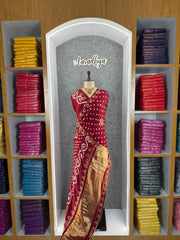 Gaji Silk Original Bandhani Gota Pati Hand Work Saree