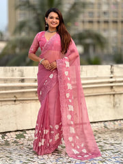 Designer Pure Chanda Kora Silk Embroidered Saree