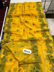 Soft Chanderi Cotton Resham Weaving & Jamdani Pallu Saree
