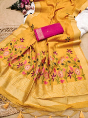 Soft Floral Chanderi Cotton Jamdani Saree
