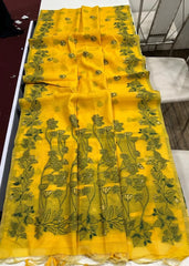 Soft Chanderi Cotton Resham Weaving & Jamdani Pallu Saree