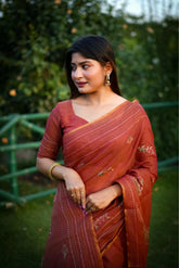 Premium Khadi Tussar Silk Kantha Border Saree