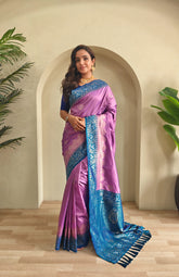 Dual Tone Designer Banarasi Soft Silk Saree