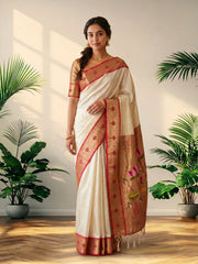 Soft Kanchipuram Tissue Silk Lotus Paithani Saree