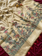 Premium Soft Muga Cotton Flowery Saree