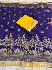 Dola SIlk Peacock Meenakari Weaving Banarasi Saree