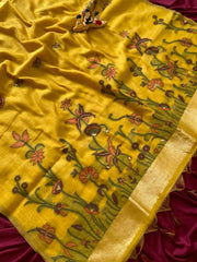 Premium Soft Muga Cotton Flowery Saree