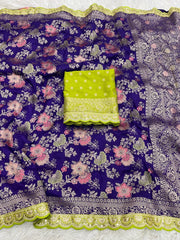 Dola Silk Zari Pallu woven Banarasi Saree