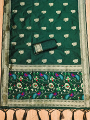 AE-018 – Peacock Motif Paithani Dress Material Set