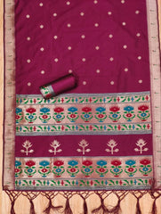 AE-004 – Soft Silk Unstitched Paithani Suits