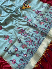 Premium Soft Muga Cotton Flowery Saree