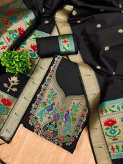 AE-004 – Soft Silk Unstitched Paithani Suits
