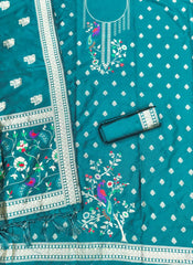 AE-018 – Peacock Motif Paithani Dress Material Set