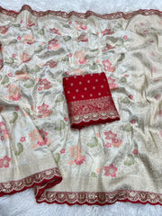 Dola Silk Zari Pallu woven Banarasi Saree