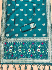 AE-018 – Peacock Motif Paithani Dress Material Set