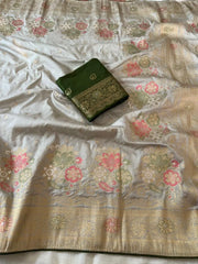 Dola Silk Rich Flowery Banarasi Saree