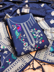 AE-018 – Peacock Motif Paithani Dress Material Set