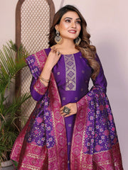 AE-19A – Unstitched Patola Soft Silk 3 Piece Suits