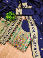 AE-015 – Royal Elephant Paithani Unstitched Suit
