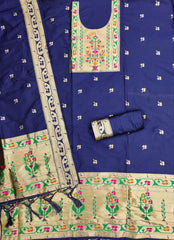 AE-015 – Royal Elephant Paithani Unstitched Suit