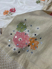 Pure Dola Silk Real Mirror Work Meenakari Saree