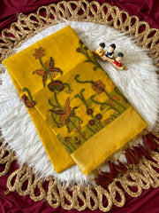 Premium Soft Muga Cotton Flowery Saree