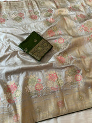 Dola Silk Rich Flowery Banarasi Saree