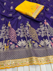 Dola SIlk Peacock Meenakari Weaving Banarasi Saree