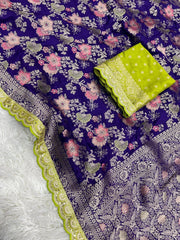Dola Silk Zari Pallu woven Banarasi Saree