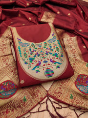 AE-012 – Royal Peacock Garden Paithani Silk Suit Set