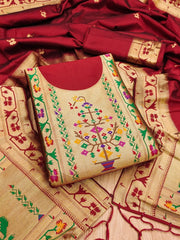 AE-015 – Royal Elephant Paithani Unstitched Suit