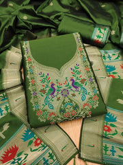 AE-004 – Soft Silk Unstitched Paithani Suits